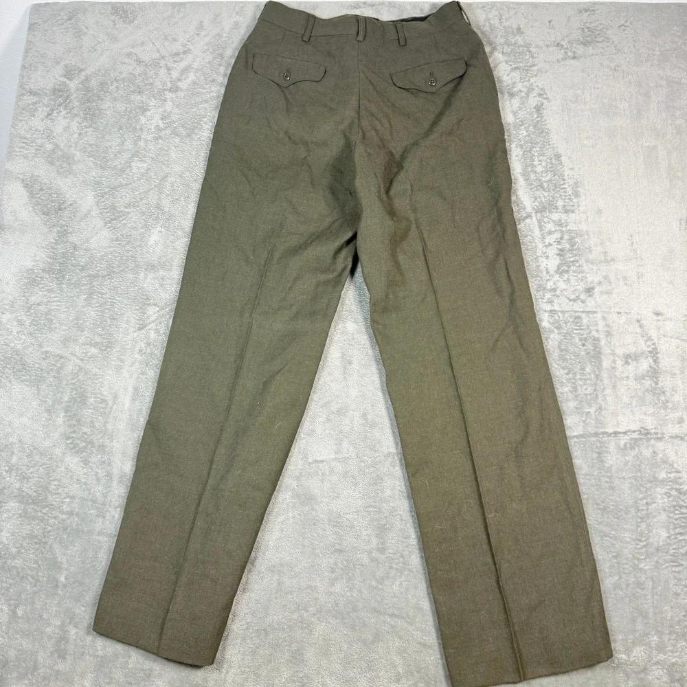 Vintage 1978 Mens 32R Wool Serge Trousers Green Shade Military Pants